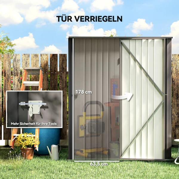 Tuinschuur Gereedschapsschuur, Afsluitbare Deur, Weerbestendig, 161,5 Cm X 94,5 Cm X 196 Cm, Zwart