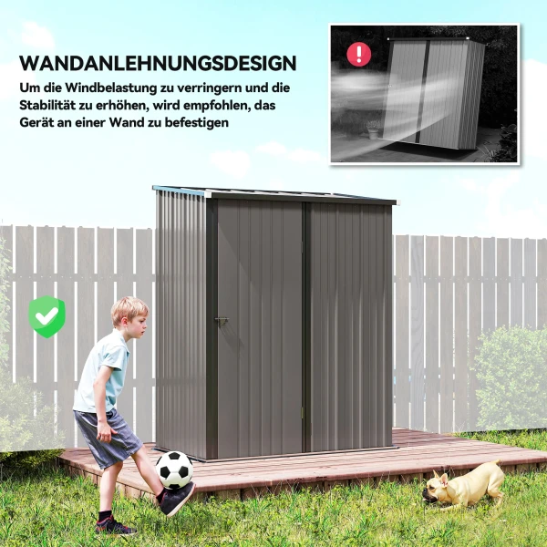 Tuinschuur Gereedschapsschuur, Afsluitbare Deur, Weerbestendig, 161,5 Cm X 94,5 Cm X 196 Cm, Zwart