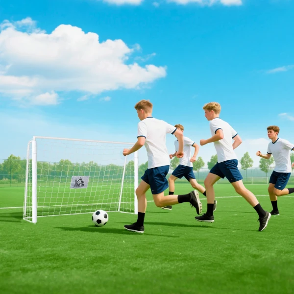 Voetbaldoel Kinderen, Doelmarkering, Schokabsorberende Mouwen, Tuin, 186x123cm, Wit