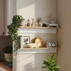 Wandplank 2 delige Set Zwevend Rek, Wandbord, Plank Voor Presentatie, Voor Keuken, Woonkamer, Wit+Natuurhout