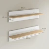 Wandplank 2 delige Set Zwevend Rek, Wandbord, Plank Voor Presentatie, Voor Keuken, Woonkamer, Wit+Natuurhout