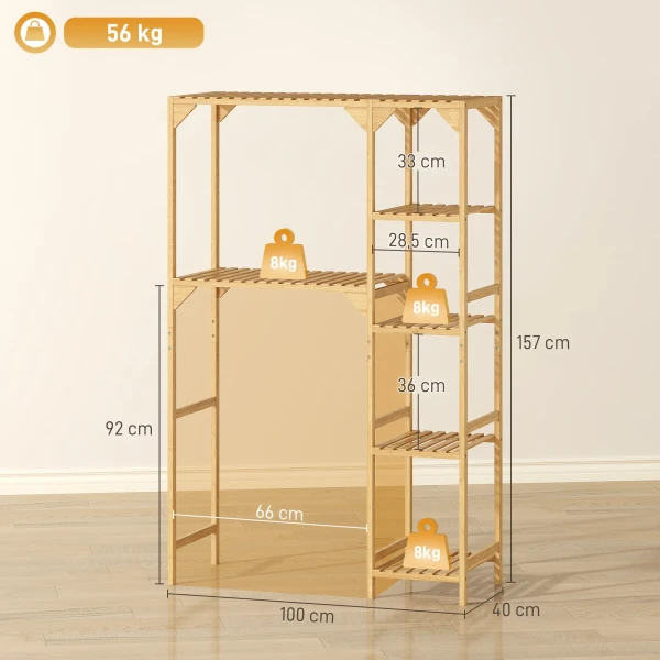 Wasmachinerek, Meerdere Open Vakken, Voor Wasgoed, Accessoires, Bamboehout
