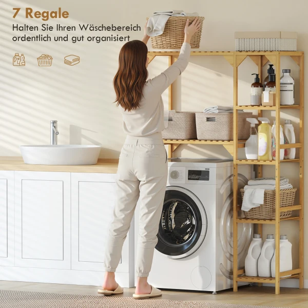 Wasmachinerek, Meerdere Open Vakken, Voor Wasgoed, Accessoires, Bamboehout