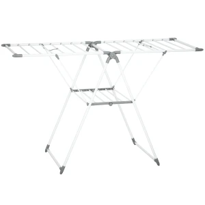 Wasrek 1,565 M Drooglengte Opvouwbare Staande Droger Met 2 Niveaus, Verstelbare Vleugels, Vleugelwasrek, Wit