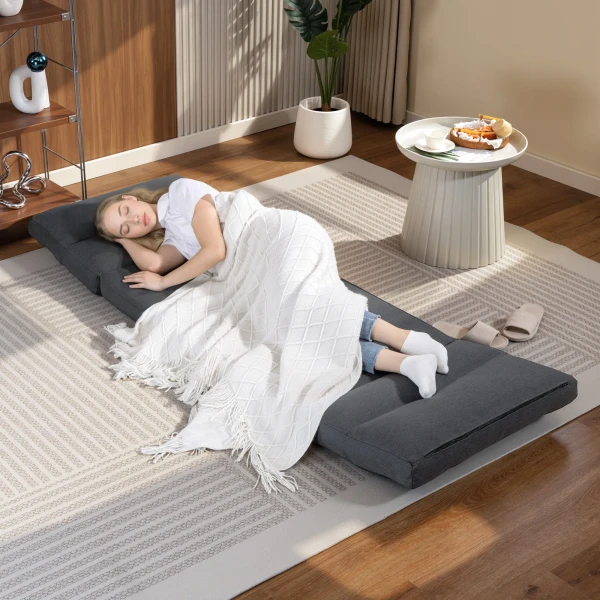 Zitzak Met Bedfunctie, Kantelbare Rugleuning, Opvouwbaar, Tot 120kg, 70 X 72 X 56 Cm, Donkergrijs