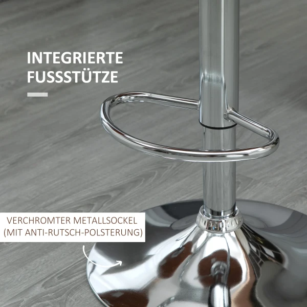 2 delige Set Barkrukken, In Hoogte Verstelbaar, Metalen Frame, Draaibare Zitting, Crèmewit