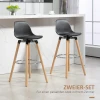 2 delige Set Barkrukken In Skandi design, Met Voetensteun, 43 Cm X 43 Cm X 91 Cm, Natuur + Zwart