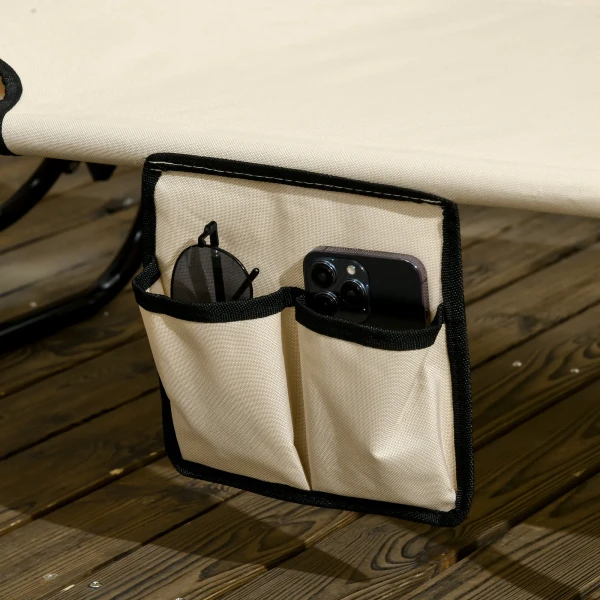 2 delige Set Opvouwbare Zonneligstoel Tuinligstoel Met Zonnedak 5 voudig Verstelbare Rugleuning Bruin