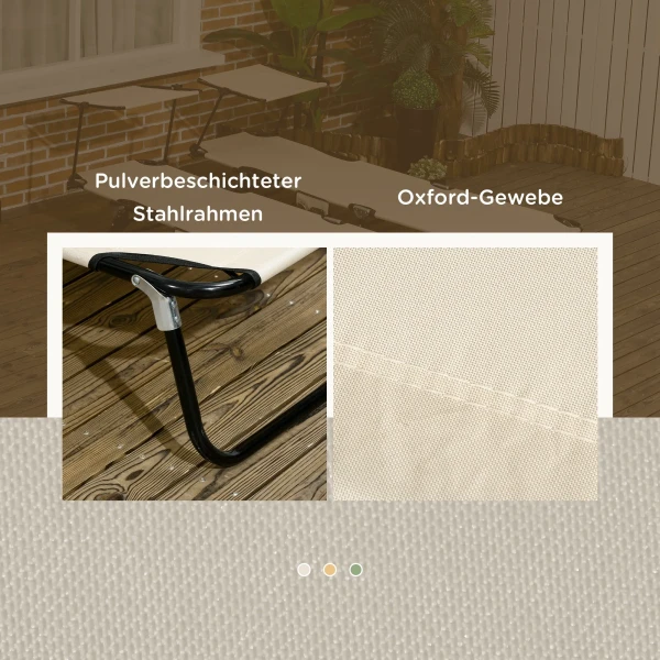 2 delige Set Opvouwbare Zonneligstoel Tuinligstoel Met Zonnedak 5 voudig Verstelbare Rugleuning Bruin