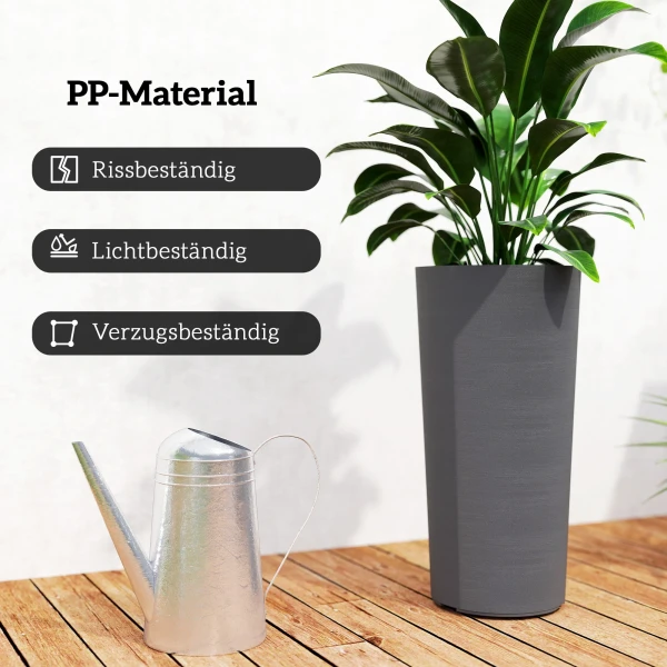 2 delige Set Stapelbare Bloempotten Plantenbakken Met Gaten 35x35 Cm Ronde Plantenpotten Donkergrijs