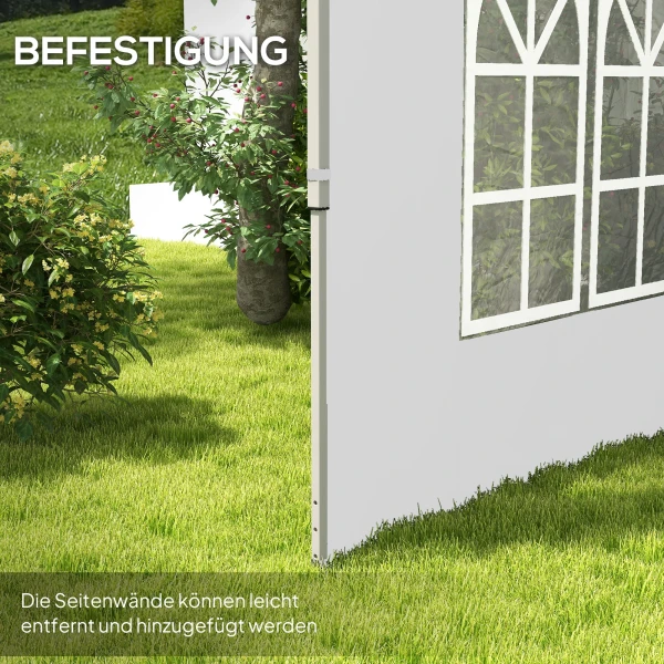 2 delige Set Zijpanelen Voor Paviljoen 3x3/3x4 M, Zijwand Met Raam, Waterdicht Wit