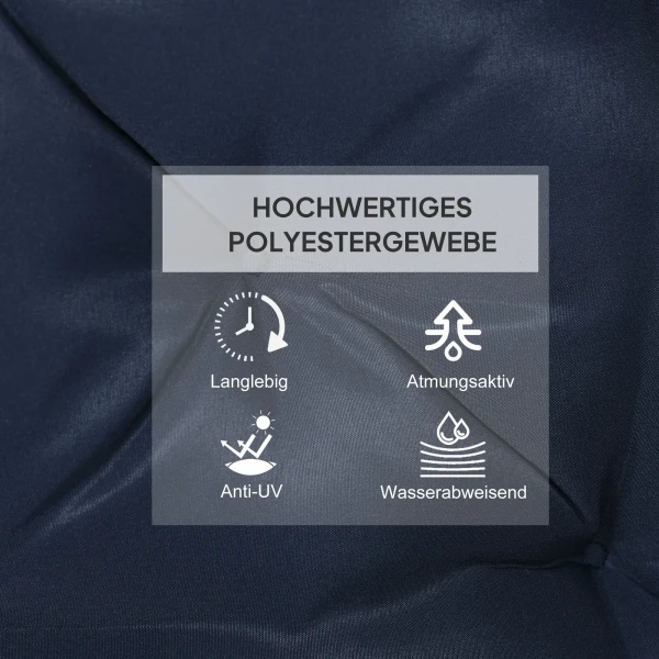 2 delige Set Zitkussens, 98 X 50 Cm Stoelkussens Met Bindlinten, Stoffen Hoes, 8cm Dik Donkerblauw