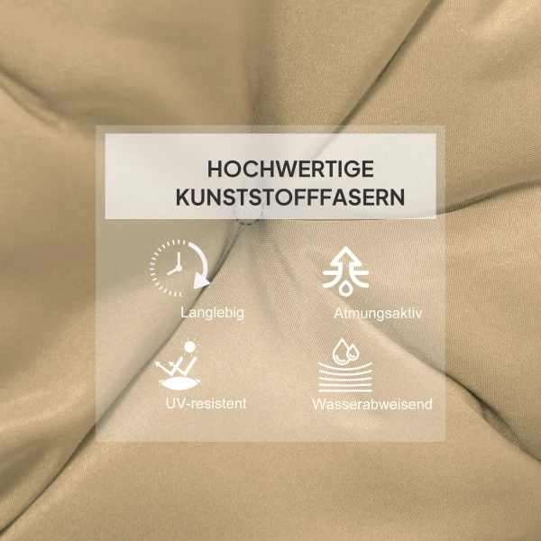 2 delige Set Zitkussens, 98 X 50 Cm Stoelkussens Met Bindlinten, Stoffen Hoes, 8cm Dik Khaki