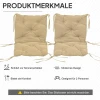 2 delige Set Zitkussens, 98 X 50 Cm Stoelkussens Met Bindlinten, Stoffen Hoes, 8cm Dik Khaki