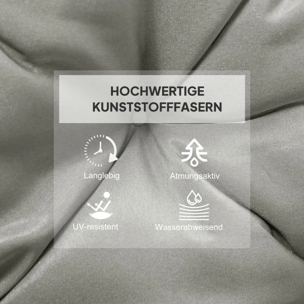 2 delige Set Zitkussens, 98 X 50 Cm Stoelkussens Met Bindlinten, Stoffen Hoes, 8cm Dik Lichtgrijs