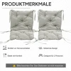 2 delige Set Zitkussens, 98 X 50 Cm Stoelkussens Met Bindlinten, Stoffen Hoes, 8cm Dik Lichtgrijs