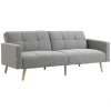 2 In 1 Slaapbank 205 X 88 Cm Sofa Met Bedfunctie, Bank Met Zitkussen, Linnenlook Grijs