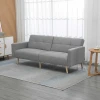 2 In 1 Slaapbank 205 X 88 Cm Sofa Met Bedfunctie, Bank Met Zitkussen, Linnenlook Grijs