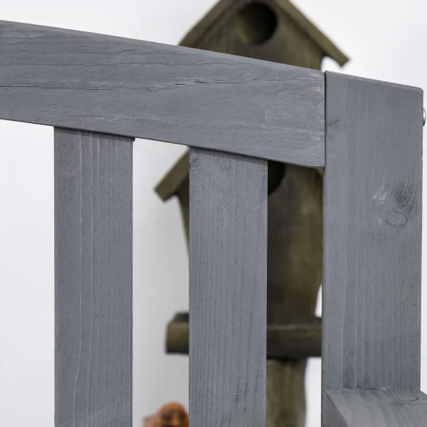 2 zits Houten Tuinbank, Weerbestendige Zitbank, Tuinmeubilair Met Rugleuningen, Belastbaar Tot 240 Kg, 143 X 51 X 85 Cm, Grijs