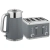 2200W, 1,7L Waterkoker Met Snelkookfunctie, Kalkfilter En 4 Sneetjes Broodrooster Met 7 Bruiningsniveaus, Grijs