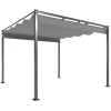 3 X 3 M Tuin Pergola Met Intrekbaar Dak, Paviljoen, Baldakijn Voor Schaduw, UPF30+, Grijs