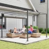 3 X 3 M Tuin Pergola Met Intrekbaar Dak, Paviljoen, Baldakijn Voor Schaduw, UPF30+, Grijs