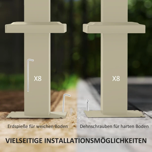 3 X 3 M Tuin Pergola Met Intrekbaar Dak, Paviljoen, Baldakijn Voor Schaduw, UPF30+, Khaki