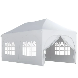 3 X 6 M Pop Up Paviljoen Met Zijwanden, 6 Zandzakken, In Hoogte Verstelbaar Dak, Tuinfeesttent Met Draagtas