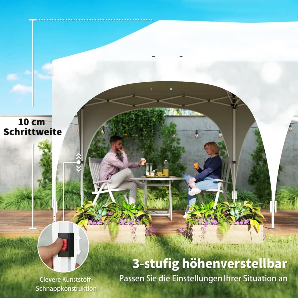 3 X 6 M Pop Up Paviljoen Met Zijwanden, 6 Zandzakken, In Hoogte Verstelbaar Dak, Tuinfeesttent Met Draagtas