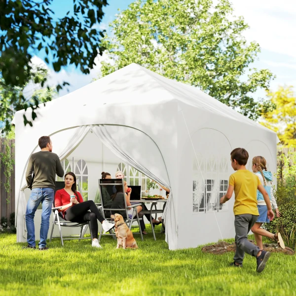 3 X 6 M Pop Up Paviljoen Met Zijwanden, 6 Zandzakken, In Hoogte Verstelbaar Dak, Tuinfeesttent Met Draagtas