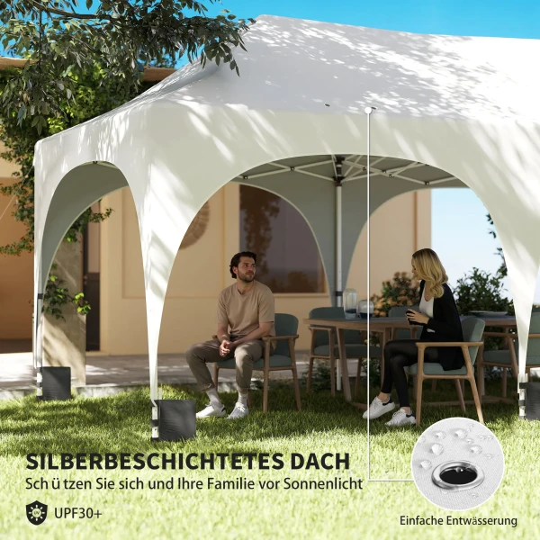 3 X 6 M Pop Up Paviljoen Met Zijwanden, 6 Zandzakken, In Hoogte Verstelbaar Dak, Tuinfeesttent Met Draagtas