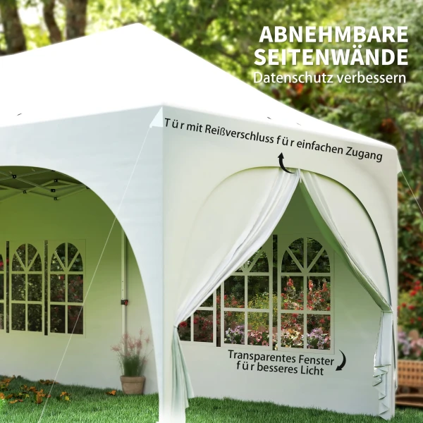 3 X 6 M Pop Up Paviljoen Met Zijwanden, 6 Zandzakken, In Hoogte Verstelbaar Dak, Tuinfeesttent Met Draagtas