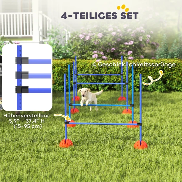 4 delige Hond Agility set Met 4 Hindernissen En Draagtas Voor Sprongtraining, Blauw