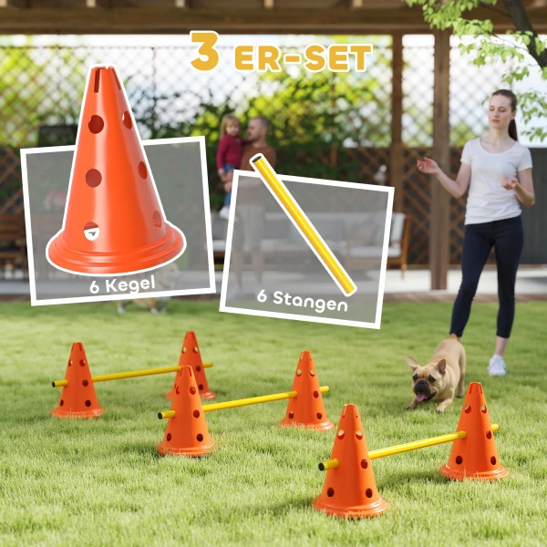 Agility Set Honden 3 delige Agility Uitrusting Voor Hondentraining Stekhordenset Met 6 Kegels 3 Horden Draagtas