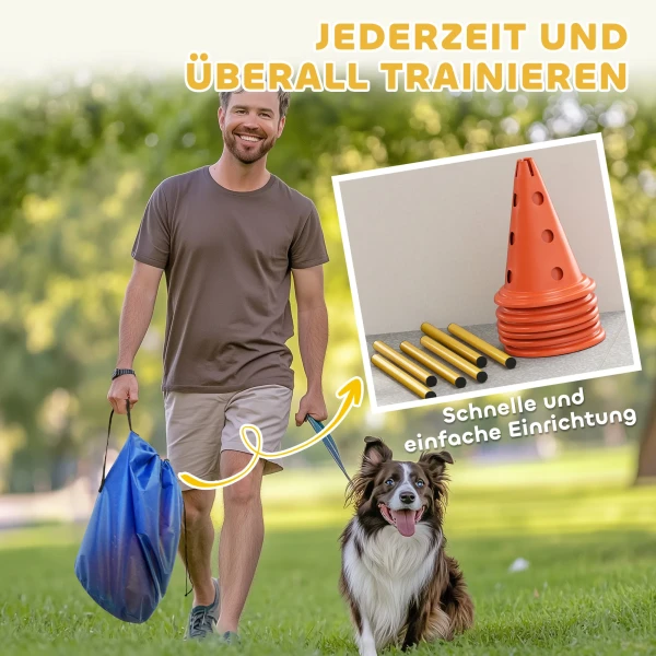 Agility Set Honden 3 delige Agility Uitrusting Voor Hondentraining Stekhordenset Met 6 Kegels 3 Horden Draagtas