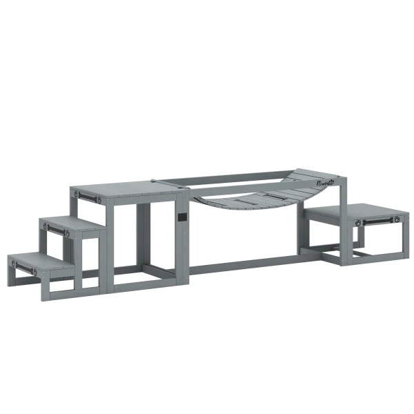 Agility Set Honden 3 delige Set Agility uitrusting Met Brug, Trap, Platform, Sparrenhout, 117 X 50 X 56 Cm, Grijs