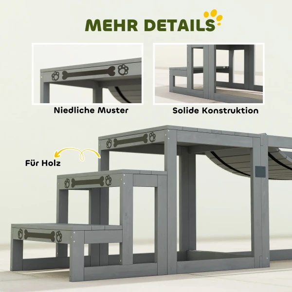 Agility Set Honden 3 delige Set Agility uitrusting Met Brug, Trap, Platform, Sparrenhout, 117 X 50 X 56 Cm, Grijs