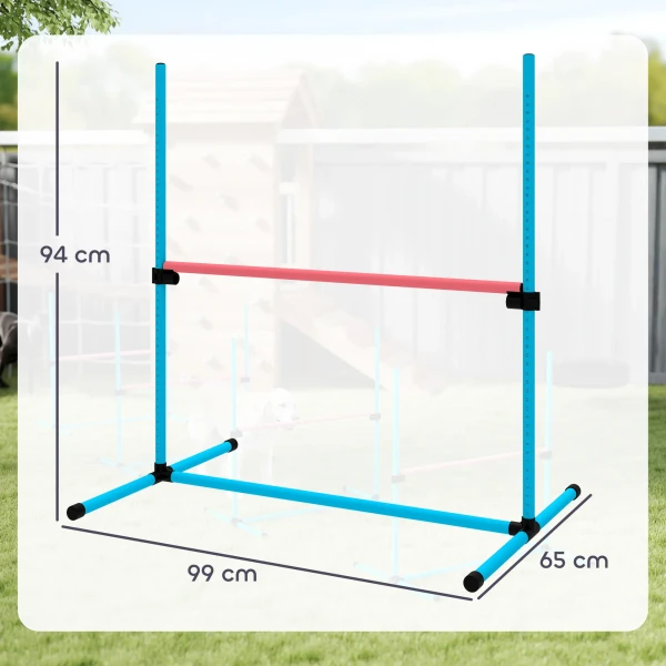 Agility Set Honden 4 delig In Hoogte Verstelbare Agility uitrusting Met 4 Hindernissen Draagtas 99 X 65 X 94 Cm Lichtblauw