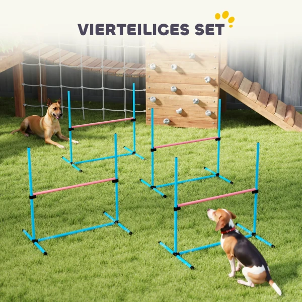 Agility Set Honden 4 delig In Hoogte Verstelbare Agility uitrusting Met 4 Hindernissen Draagtas 99 X 65 X 94 Cm Lichtblauw