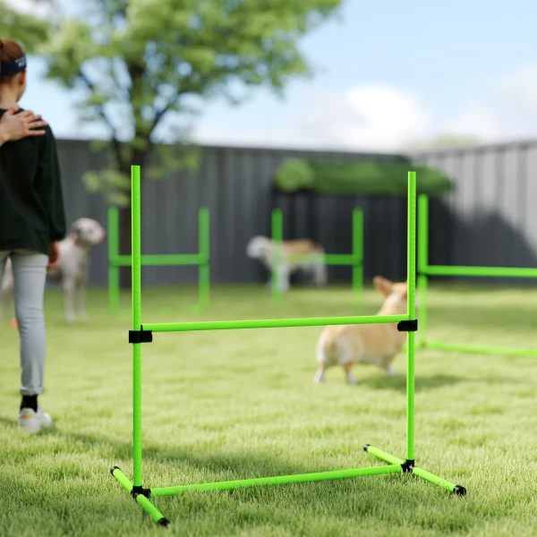 Agility Set Honden 4 delige In Hoogte Verstelbare Agility uitrusting Met 4 Hindernissen Draagtas 99 X 65 X 94 Cm Groen