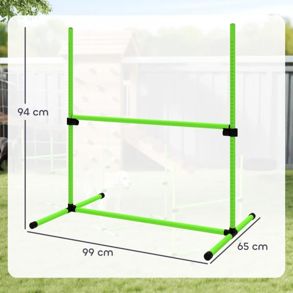 Agility Set Honden 4 delige In Hoogte Verstelbare Agility uitrusting Met 4 Hindernissen Draagtas 99 X 65 X 94 Cm Groen