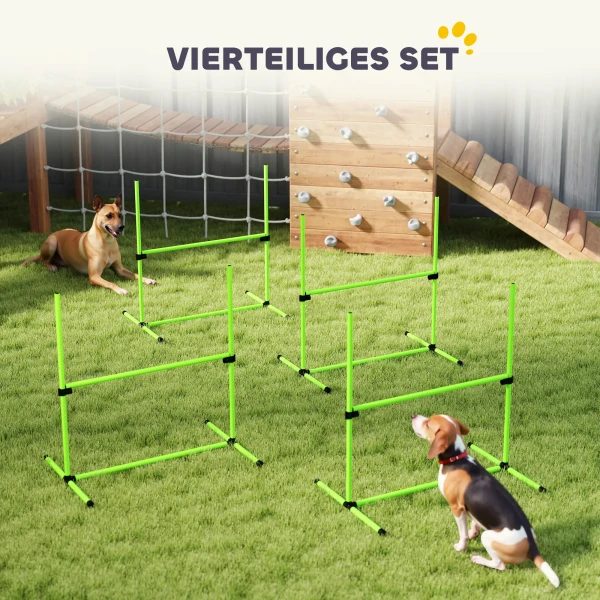 Agility Set Honden 4 delige In Hoogte Verstelbare Agility uitrusting Met 4 Hindernissen Draagtas 99 X 65 X 94 Cm Groen