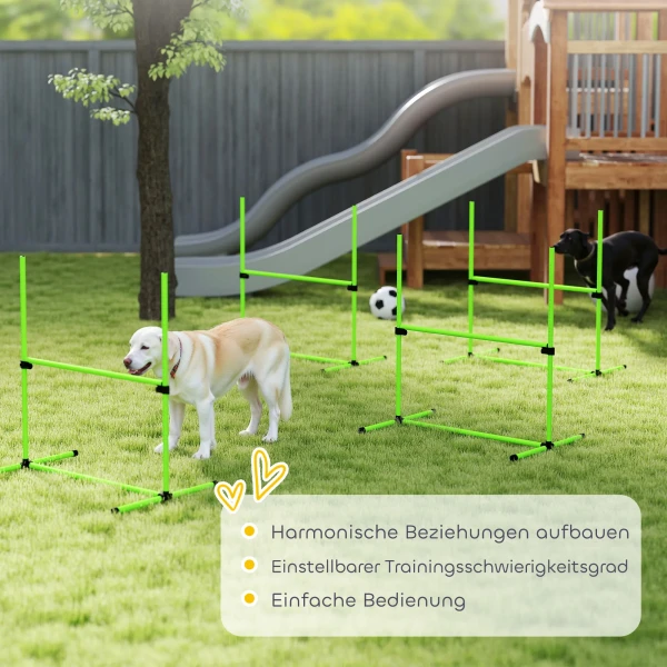 Agility Set Honden 4 delige In Hoogte Verstelbare Agility uitrusting Met 4 Hindernissen Draagtas 99 X 65 X 94 Cm Groen