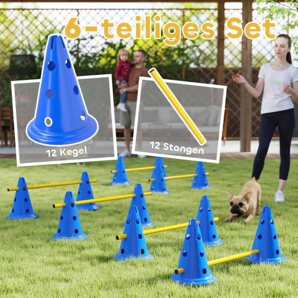 Agility Set Honden 6 delig Agility uitrusting Voor Hondentraining Steekhindernisset Met 12 Kegels 6 Hindernissen Draagtas