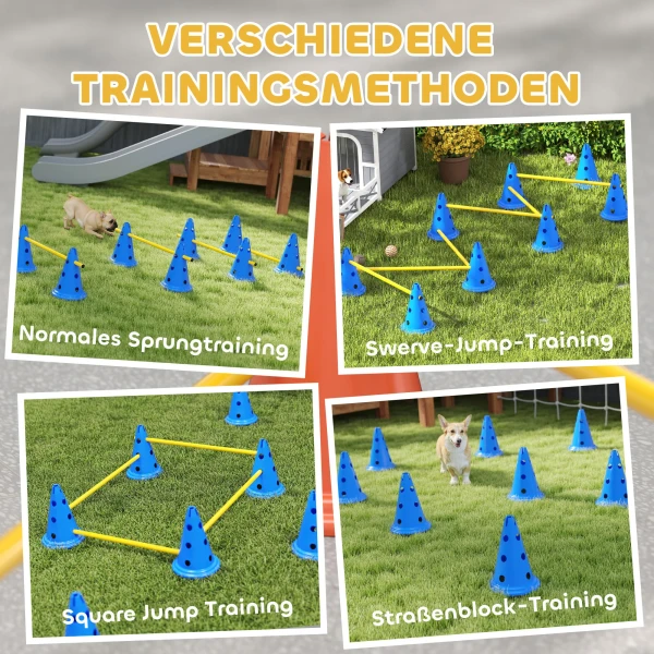 Agility Set Honden 6 delig Agility uitrusting Voor Hondentraining Steekhindernisset Met 12 Kegels 6 Hindernissen Draagtas