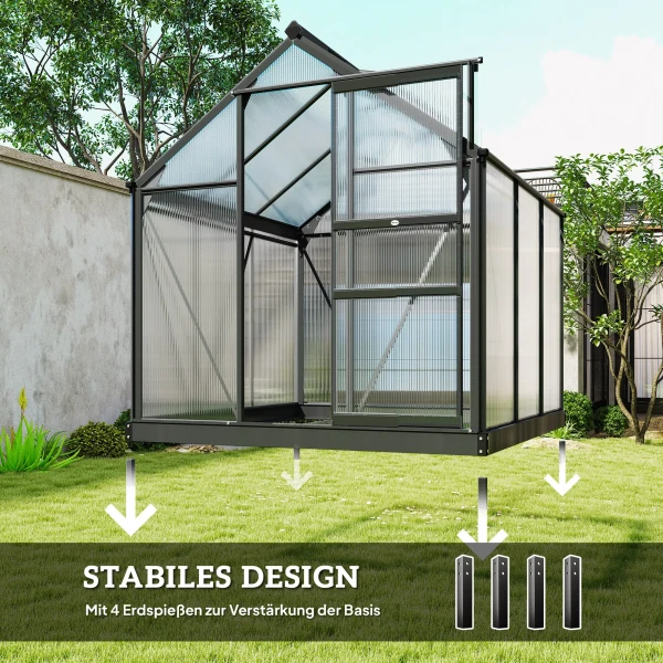 Aluminium Kas 3,65m² 190x192x201cm Met Fundering, Dakraam, Schuifdeur, 4 Mm Platen, UV bestendig