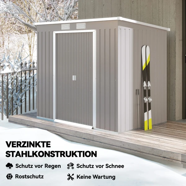 Apparatuurschuur, Met Ventilatieramen, Schuifdeuren, Verzinkt Staal, 213 X 130 X 172 Cm, Lichtgrijs