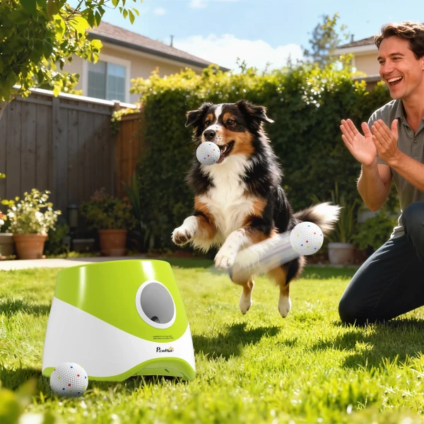 Automatische Ballwerper Interactieve Ballwerp Machine Met 3 Ballen 3 Afstanden 6m/10m/14m Voor Kleine Tot Middelgrote Honden Groen