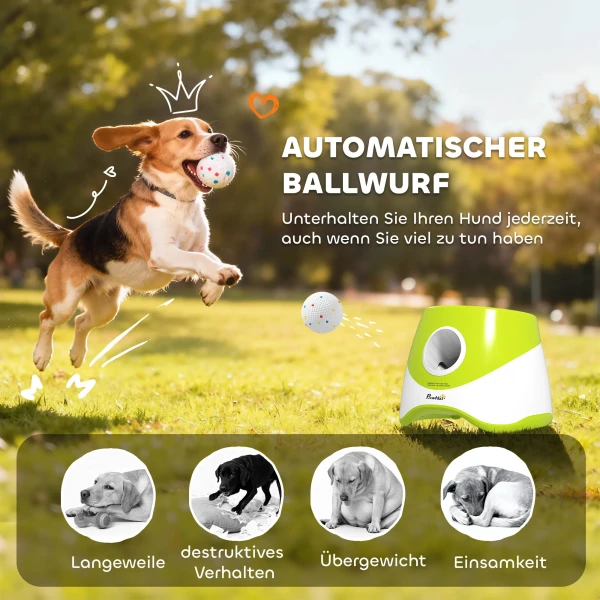 Automatische Ballwerper Interactieve Ballwerp Machine Met 3 Ballen 3 Afstanden 6m/10m/14m Voor Kleine Tot Middelgrote Honden Groen