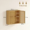 Badkamerkast Hangkast Van Bamboe Met Ademende Lamellendeuren, Verstelbare Plank 60 X 20 X 60 Cm Natuurhout